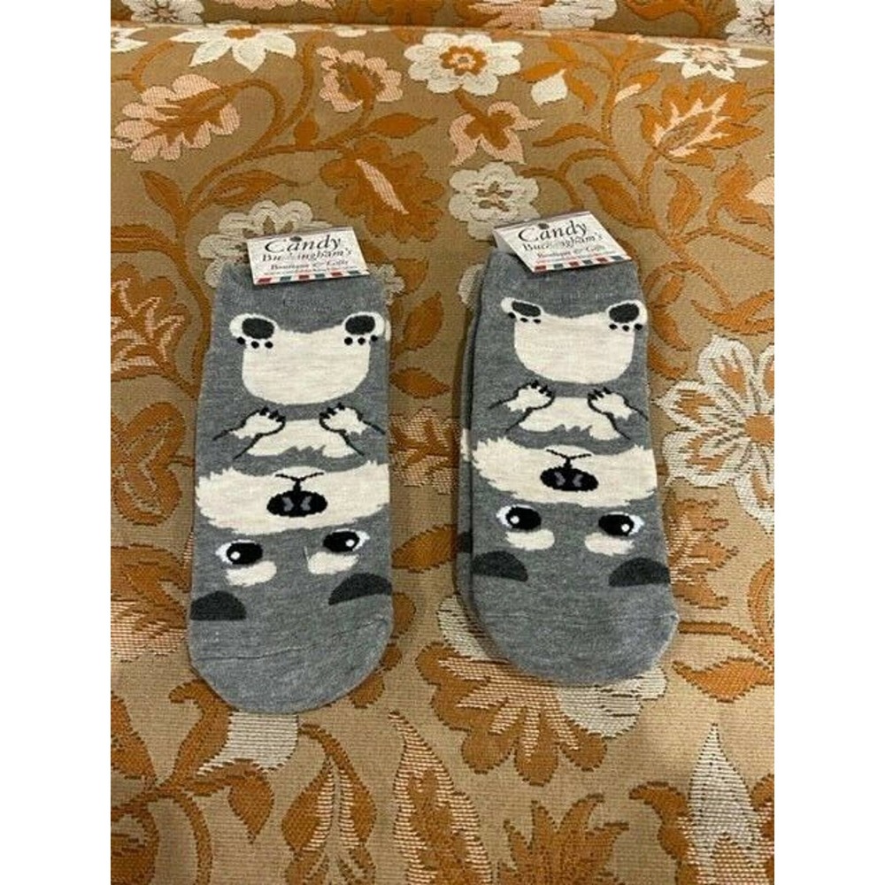 5/$20 Cute dog/ puppy face socks gray womens- LAST ONE